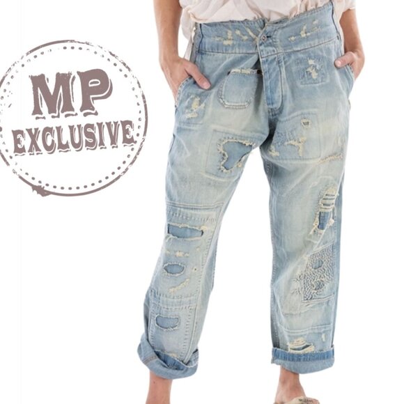 Magnolia Pearl Denim - NWT Magnolia Pearl Jeans Pants Geordie Denim Cotton Washed Indigo RARE NEW Boho